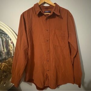 Consensus faux suede Rust Orange Button-Up Shirt
